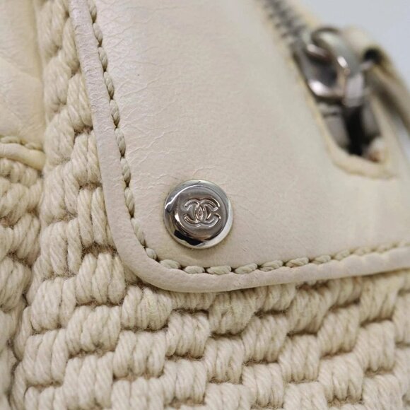 CHANEL Hand Bag Canvas Leather Beige CC Auth - Picture 9 of 16